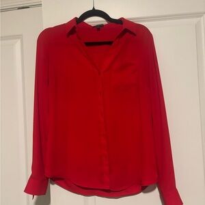 The Limited Ashton Red Button Front Blouse Women’s Small Long Sleeve Work Top